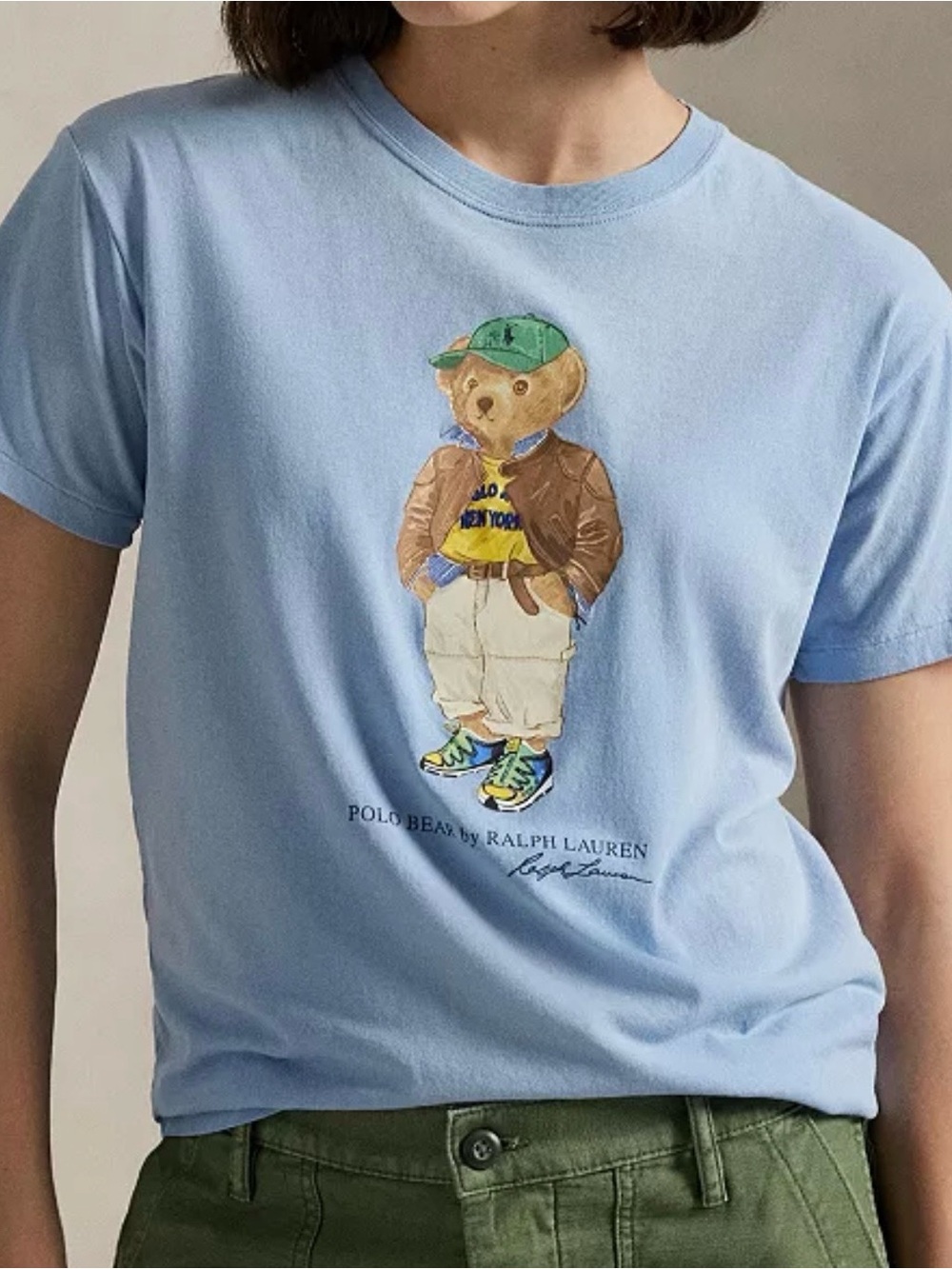 Polo Ralph Lauren Women's Polo Bear Cotton Jersey T-Shirt Chambray Blue M NWT